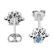 6pairs, Hamsa Stud Silver Earrings set w Synthetic Opal, e327